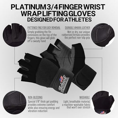 Schiek Sports 540 Platinum Lifting Gloves - Weightlifting Gloves with Wrist Wrap Support for Gym Workouts - size: Large