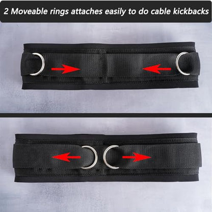 LOOEEL Adjustable Waist Belt Soft Neoprene Padded Belt with 2 Movable Rings for Cable Machines Fitness Exercise Speed Agility Resistance Training
