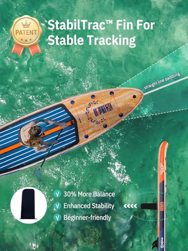Niphean (Extra Large) Inflatable Paddle Board, SUP for 2+1 People/Family 500lbs Capacity Stand Up Paddle Board with SUP Accessories, StabilTrac Fin Non-Slip Paddleboard for Adults - color: Gray