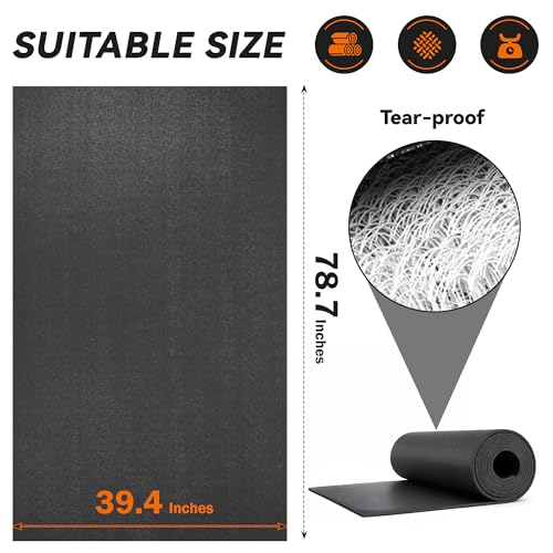 Treadmill Mat for Carpet &Hardwood Floors, 79" × 39.4" 0.2" Thick High Density, Non-Slip Fitness Equipment Mat, Mat for Under Treadmills, Elliptical, Exercise Bikes, Stationary Cycles - size: 79"L x 39.4"W x 0.2"Th