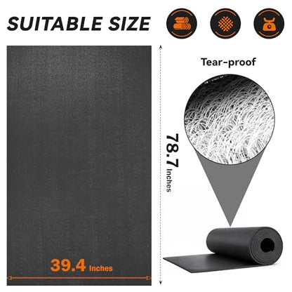 Treadmill Mat for Carpet &Hardwood Floors, 79" × 39.4" 0.2" Thick High Density, Non-Slip Fitness Equipment Mat, Mat for Under Treadmills, Elliptical, Exercise Bikes, Stationary Cycles - size: 79"L x 39.4"W x 0.2"Th