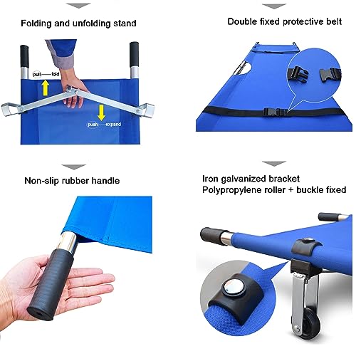 Portable Folding Stretcher - Aluminum Alloy Spine Board for Emerncy Use, Hospitals, Clinics, Home Care & Sports - Stainless Steel, 200x53cm - color: Aluminum Alloy