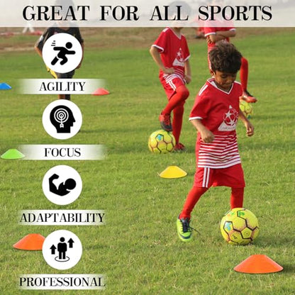 Soccer Cones 15/25/30/50 Pack with Mesh Bag & Strap-Soccer Cones for Sports Training, Football, Basketball,Running Drills-Agility Cones for Indoor and Outdoor Games