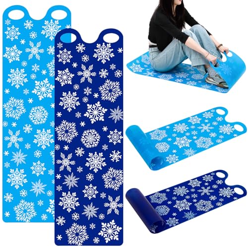 54" Large Snow Sled for Adults Flexible Flying Carpet Snowflake Slider Mat Sledding Equipment Snow Lightweight Roll up Snowboard for Christmas Winter Ski Outdoor