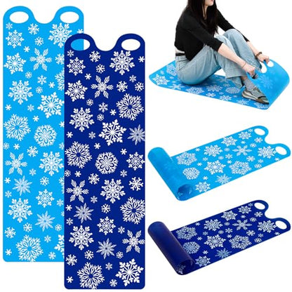 54" Large Snow Sled for Adults Flexible Flying Carpet Snowflake Slider Mat Sledding Equipment Snow Lightweight Roll up Snowboard for Christmas Winter Ski Outdoor