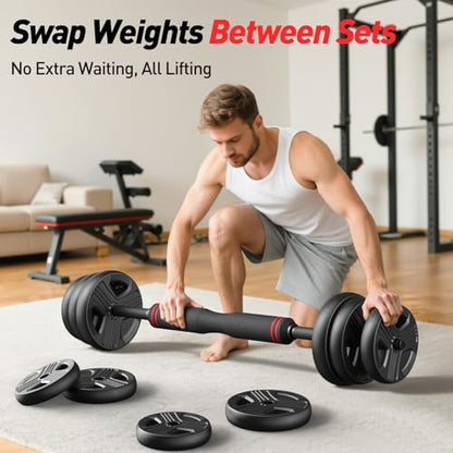 FITPLAM Adjustable dumbbell set,20/35/45/55/70/90lbs Free Weights set with upgraded nut, 5 in 1 Weight Set Used as Kettlebells, Barbell, Push up Stand, Fitness Exercise for Home Gym Suitable Men/Women - style: 20LB Total (10LB Each)