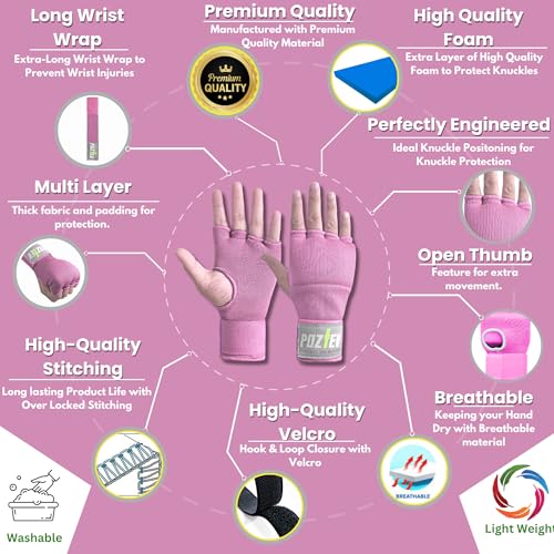 Boxing Hand Wraps for Men & Women - Boxing Quick Wraps Inner Gloves Kickboxing Handwraps for Boxing Gloves Gear Knuckle Support Elastic Wrist Straps for Training MMA Shadowboxing Muay Thai