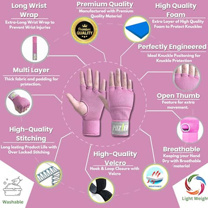 Boxing Hand Wraps for Men & Women - Boxing Quick Wraps Inner Gloves Kickboxing Handwraps for Boxing Gloves Gear Knuckle Support Elastic Wrist Straps for Training MMA Shadowboxing Muay Thai