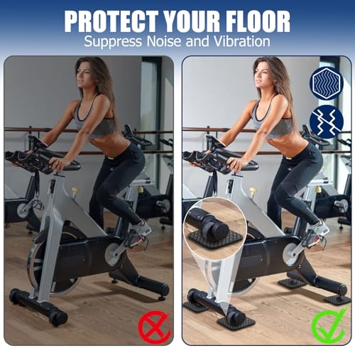 4PCS Double-Sided Non-Slip Exercise Bike Mat Treadmill Mat, 4" x 4" Anti Vibration Mat for Exercise Bike, Treadmill, Walking Pad, Exercise Equipment Mat for Home Gym Floor Protection