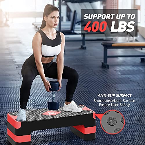GYMMAGE Aerobic Exercise Step, Adjustable Height, - color: Red