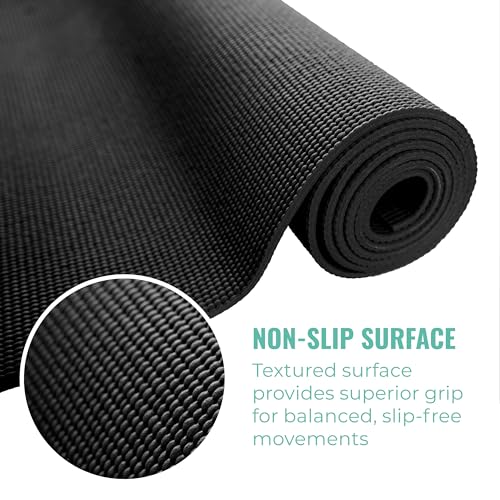 12-Pack Classic Yoga Mat With Carrying Strap, 68" x 24" Non Slip Exercise Mat, 4mm Thick Gym Mat, Bulk Non Toxic Yoga Mats for Home Workout, Schools, Classroom, and Studios