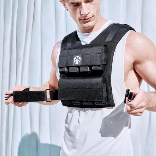 40 lb Weighted Vest for Men & Women - Adjustable 0-40 lb with 16 Iron Weight, Heavy-Duty for Calisthenics, Running and Walking - Compact 1000D Oxford - Weighted Vest with Removable Weights