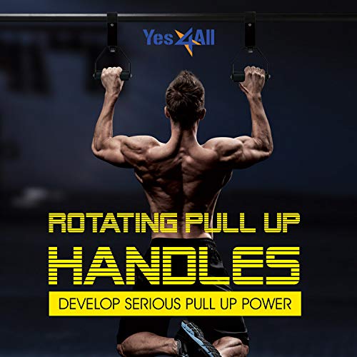 Yes4All Rotating Pull Up Handles for Pull Up Bar/Pull Up Grips/Barbell handles with Non-Slip & Foam Pad Grips - Twist Motion for Strength Training Workout
