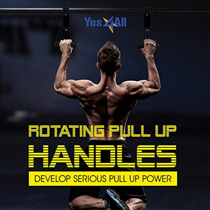 Yes4All Rotating Pull Up Handles for Pull Up Bar/Pull Up Grips/Barbell handles with Non-Slip & Foam Pad Grips - Twist Motion for Strength Training Workout