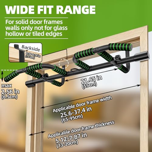 Upgrade Pull Up Bar for Doorway with Ergonomic Grip, Upto 440 Lbs Capacity No Screws Pullup Bar for Home Gym Indoor Exercise Strength Training, Authorized Under US Patent
