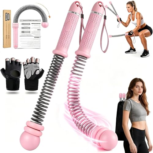 Ropeless Battle Ropes, 2 Pack Cordless Battle Ropes with Adjustable Weights, Non-Slip Comfort Handles, Portable Trainer for Home Gym, HIIT Cardio & Travel Workout - color: Pink