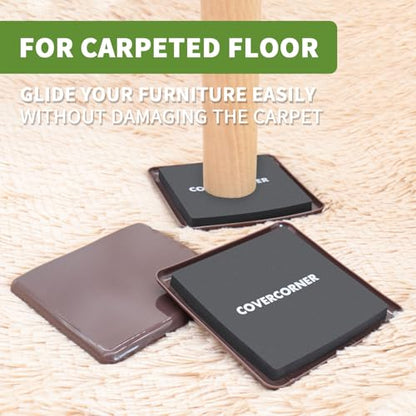 Furniture Sliders for Carpet and Hardwood, 8 PCS 5", Brown - size: Square 8 PCS 5'' Brown