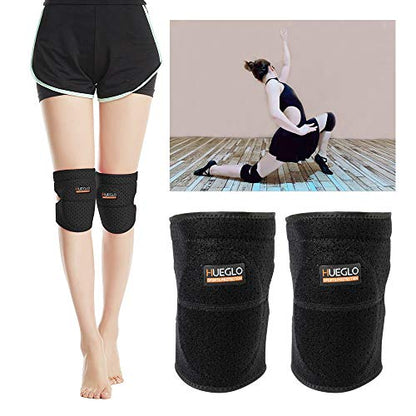 HUEGLO Protective Knee Pads for Dancers,Volleyball Knee Pad for Girls,Soft Sponge Knee Pads for Avoid Floor Burns & Bruising,1Pair,Black,Medium