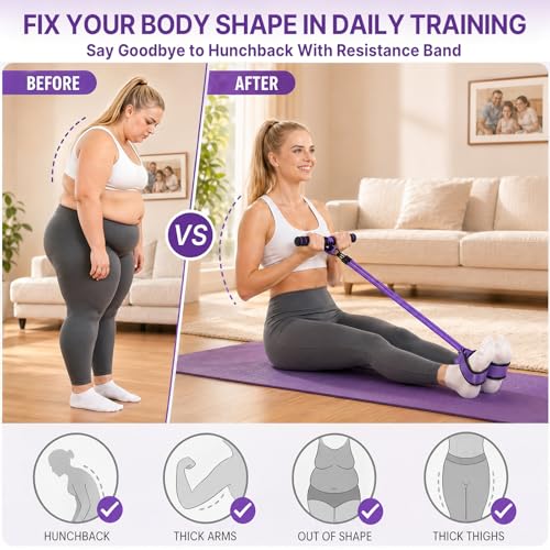 Upgraded Pedal Resistance Band with Handle, Protective Nylon Sleeves & Adjustable 30/60LBS, Sit-up Workout Equipment for Core/ABS, Waist, Arm, Leg, Portable Home Gym for Men & Women Body Shaping