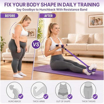 Upgraded Pedal Resistance Band with Handle, Protective Nylon Sleeves & Adjustable 30/60LBS, Sit-up Workout Equipment for Core/ABS, Waist, Arm, Leg, Portable Home Gym for Men & Women Body Shaping