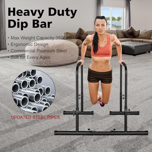 Adjustable Height Parallel Push Up Stand, Parallel Bar Station for Strength Training, Heavy Duty Steel Dip Stand Station, Home Gym Fitness Workout Dip bar Station,Tricep Dips,Pull-Ups,Push-Ups