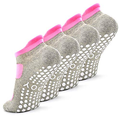Busy Socks 2 Pack Women Ankle Non Slip Yoga Pilates Grip Socks with Cushion - color: 2 Pairs Gray
