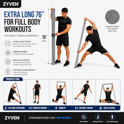 Premium Performance 76" Extended-Length High-Resistance Bands for Ultimate Strength, Mobility, and Plyometric Workouts - color: Gray