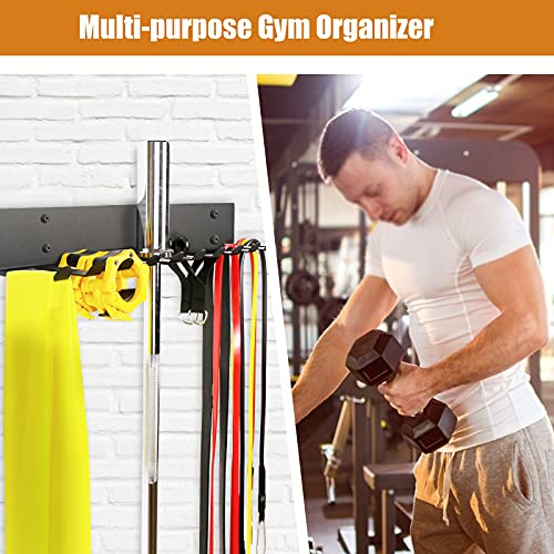 Multi-Purpose Heavy Duty Gym Storage Rack - 11 Hooks for Resistance Bands, Straps, Jump Ropes, Foam Rollers, Weight Belts, Tools (L-23") - style: L-23"