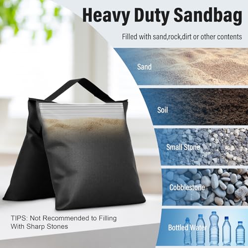 12 Pack Sandbags Weight Bags for Photo Studio Photography Video Equipment, Empty Sandbag Set for Backdrop Stand, Photo Tripod, Canopy, Umbrella Base, Picnic Table, Tent, Fishing Chair