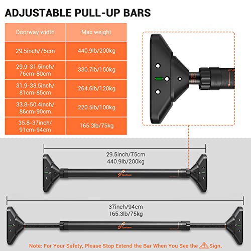 Sportneer Pull Up Bar Without Screws and 5 Levels Resistance Bands