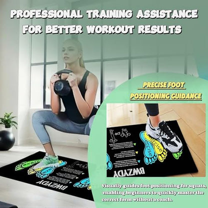 premium squat mat with foot position - non-slip exercise pad for improved muscle activation, versatility and safety, prevents sports injuries, ideal for young people - color: blue