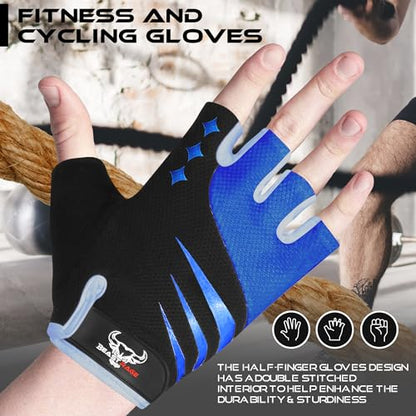 Half Finger Cycling Gloves for Men Women, Gel Padded Anti-Slip Shock Absorbing Weight Lifting Gym Gloves Cycle Mountain Bike Gloves for MTB, Biking, Hiking