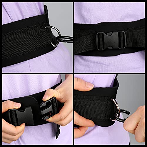 Waist Belt Harness - Soft Neoprene Padded Strap with 2 D Rings - Pulling Training Sports Fitness Exercise Workout Belt Harness for Speed Strength Agility Resistance