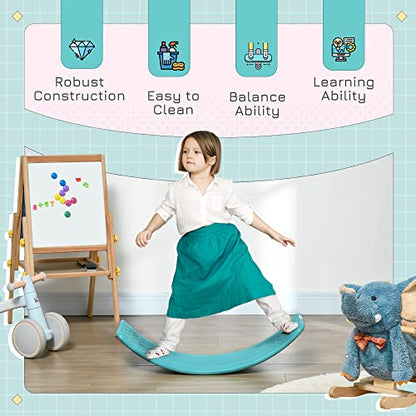 Qaba 32" Balance Board Kids, Wobble Board for Kids Toddlers, Curvy Rocker Board, Ended Preschool Learning Montessori Waldorf Toy, Ages for 3-6 Years Old