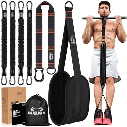 Pull Up Assistance Bands, 300lbs Heavy Duty Resistance Bands for Pull Ups with Adjustable Height, Fabric Feet Rest & Knee Support, Strength Training Pull Up Bar Assist Bands for Home Gym Workouts - color: Black