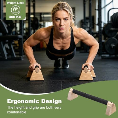 PATIKIL Push Up Bars, Wooden Parallettes Bars, Wooden Push Up Handle with Non-Slip Base and Grip for Strength Training Planks - size: 40cm