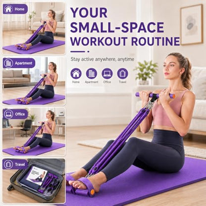 Pedal Resistance Band with Handles, 4 Detachable Tubes 25–100 lbs, Foot Pedal Exercise Band with Door Anchor, Portable Home Workout Kit for Small Spaces, Arms, Legs, Core and Stretching