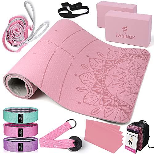 1/3 Yoga Mat Thick, Yoga Set for Beginners - color: PINK&GREY