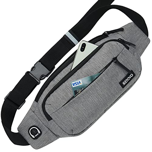 Large Crossbody Fanny Pack for Women Men Belt Bag With 4-Zipper Pockets for Travel Running Hiking Workout Dog Walking Outdoors Sport Fishing Waist Pack Bag Carrying All Phones - color: Grey(4 Zipper Pockets)