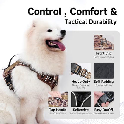 Tactical Dog Harness for Large Dogs, No Pull Military Service Dog Vest with Handle&Molle, Heavy Duty Reflective Adjustable Harnesses for Training Walking Hiking German Shepherd Golden Retriever