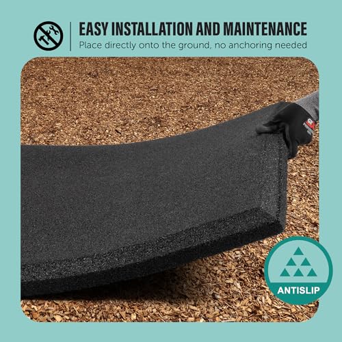 Heavy Duty Commercial Grade Rubber Playground Safety Mat - Playground Protection Mat for Swings and Slides - 54" Long X 32" Wide x 2" Thick (Black)
