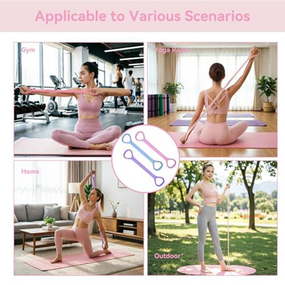 Figure 8 Resistance Bands for Women, 3 Pack Exercise Workout Bands for Arms, Shoulders, Back, Legs Stretching, Yoga, Pilates, Strength Training, Home Gym Fitness Elastic Fitness Band for Working Out