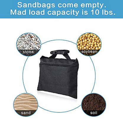 12 Packs Sandbags with 12 PE Bags, Heavy Duty Sand Bags, Sand Bags for Weight with Zipper and Buckle Straps for Support Light Stand, More 2/4/6/8/10/12 Packs Sand Bag to Choose. - size: 12 PCS