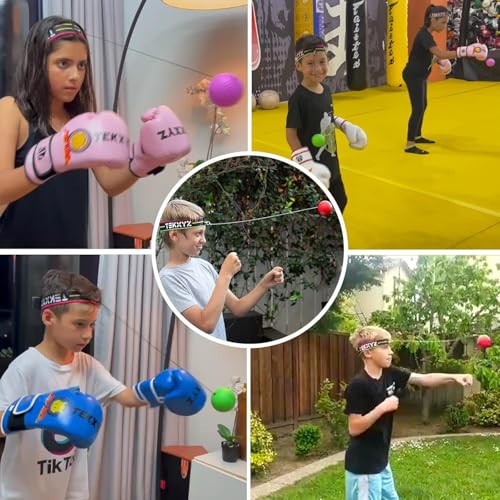 TEKXYZ® Reflex Ball with Counter App & Online Community, 2 Difficulty Levels Boxing Ball with Headband, Perfect for Reaction, Agility, Punching Speed, Fight Skill & Hand Eye Coordination Training