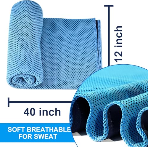 4 Pack Cooling Towel for Neck and face(40"x12"), Cooling Neck Wraps, Quick Dry Towels, Ice Towel for Gym, Yoga, Running, Workout - color: Light Blue/Gray/Dark Gray/Black