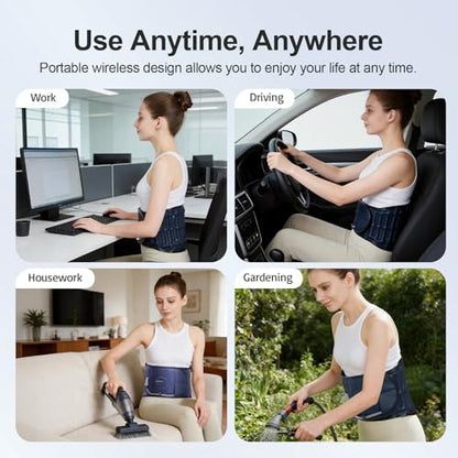 Decompression Back Belt,Inflated Compression Back Brace with Hand Pump and Extension Pad,Lumbar Support Belt for Men & Women Lower Back Pain Relief, Back Decompression Devices Fits Waist Size 29-49 Inches (Blue)