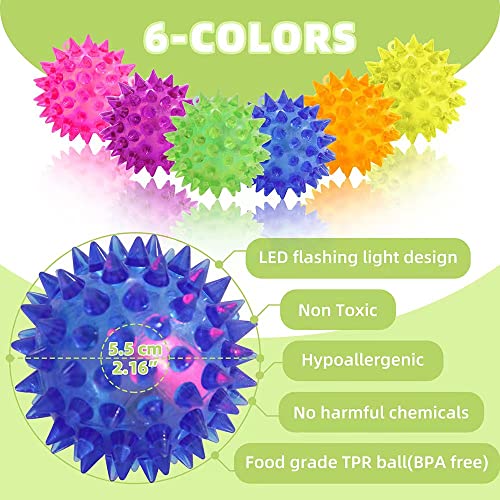 30 Pack LED Light Up Fidget Sensory Bouncy Glow in The Dark Spiky Ball Kids Gifts，Squishy Massage Pet Party Favors Stress Relief Spiky Balls Toy - style: 30 Pack