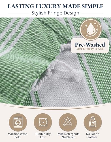 LANE LINEN Large Turkish Towel Set of 4 – Pre-Washed Pool Towels, Extra Large, Quick Dry & Sand Free, Fast Drying Lightweight Travel Towels, 39"x71" – Jade Green - color: 11: Jade Green, size: Pack of 4