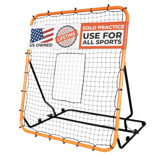 ACELETIQS Volleyball Rebounder Net, Soccer Rebounder, Lacrosse Rebounder, Baseball Rebounder Net | Improve Pitching and Fielding Training, Spiking, Passing and Shooting Skills - color: Orange