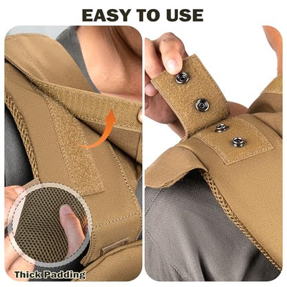 Adjustable Weighted Vest for Men Women – Tactical Vest for Rucking, HIIT & CrossFit, Fits 10x12 Plates, 600D Breathable Weight Vest & Exercise Vest for Strength Training, Weights Not Included - color: Brown